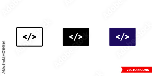 Fototapeta Naklejka Na Ścianę i Meble -  Programming icon of 3 types color, black and white, outline. Isolated vector sign symbol.