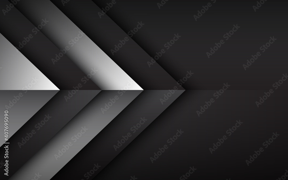 Black and white overlayed arrows. Abstract modern vector background with place for your text. Material design. Abstract widescreen background Black and white overlayed arrows. Abstract modern vector background with place for your text. Material design. Abstract widescreen background