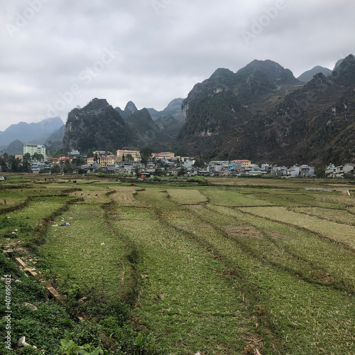 Ha Giang, Cao Nguyen Đa Đong Van, Vietnam, January 13, 2020 - View of Ha Giang, perfect tourist center to start a loop and visit karst plateau Geopark in the north of Vietnam, unesco © Eric Isselée