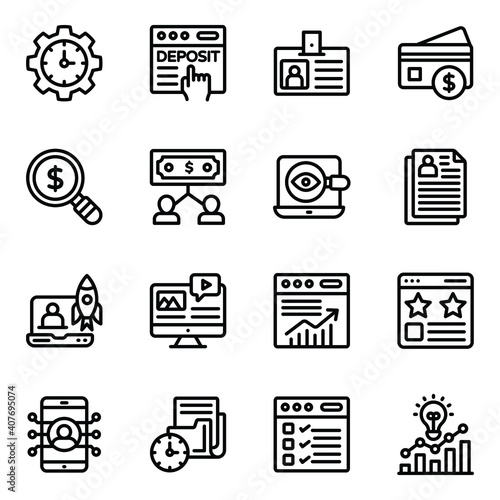 
Pack of Business Websites and Finance Linear Icons 

