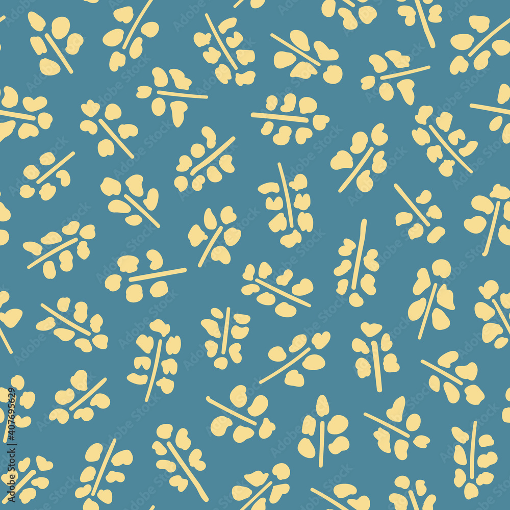 Vector lines with irregular dots as floral elements seamless pattern with bluish background. Vector lines with irregular dots as floral elements seamless pattern with bluish background.