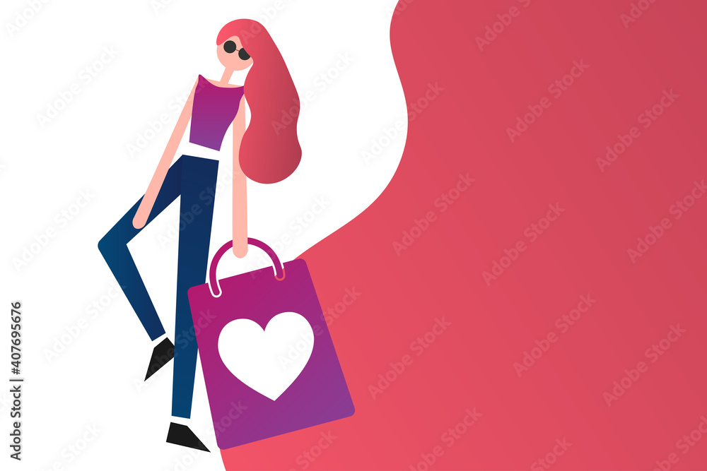 Valentine's Day Shopping. Sale and special offer concept. February 14. Template for background, banner, card, poster with text inscription. Vector EPS10 illustration. Valentine's Day Shopping. Sale and special offer concept. February 14. Template for background, banner, card, poster with text inscription. Vector EPS10 illustration.