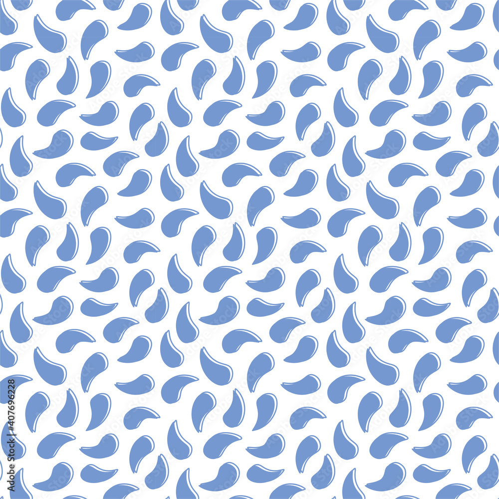 A ragless, seamless pattern of blue water droplets. Delicate flower petals. A ragless, seamless pattern of blue water droplets. Delicate flower petals.