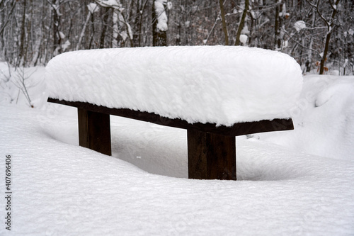 Wallpaper Mural Snow covered bench.  Torontodigital.ca