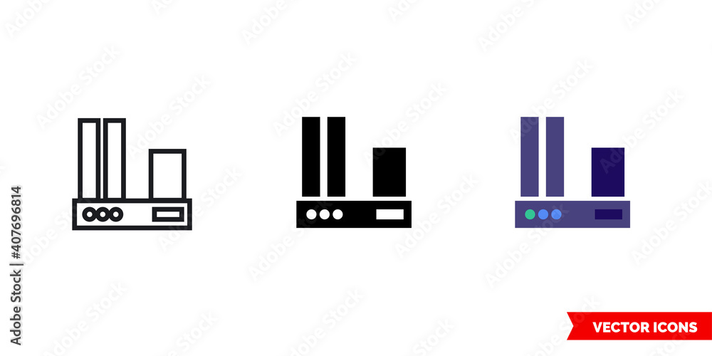 Smart shelf icon of 3 types color, black and white, outline. Isolated vector sign symbol.