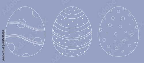 A set of line vector Easter eggs. Easter holiday