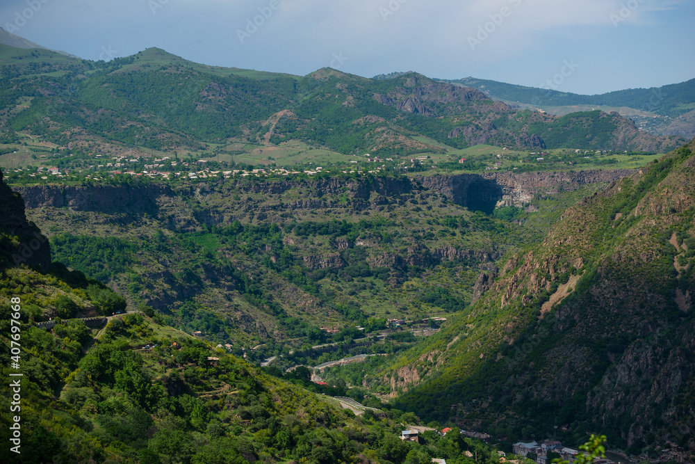 Amazing nature landscape with  canyon and settlements, Armenia