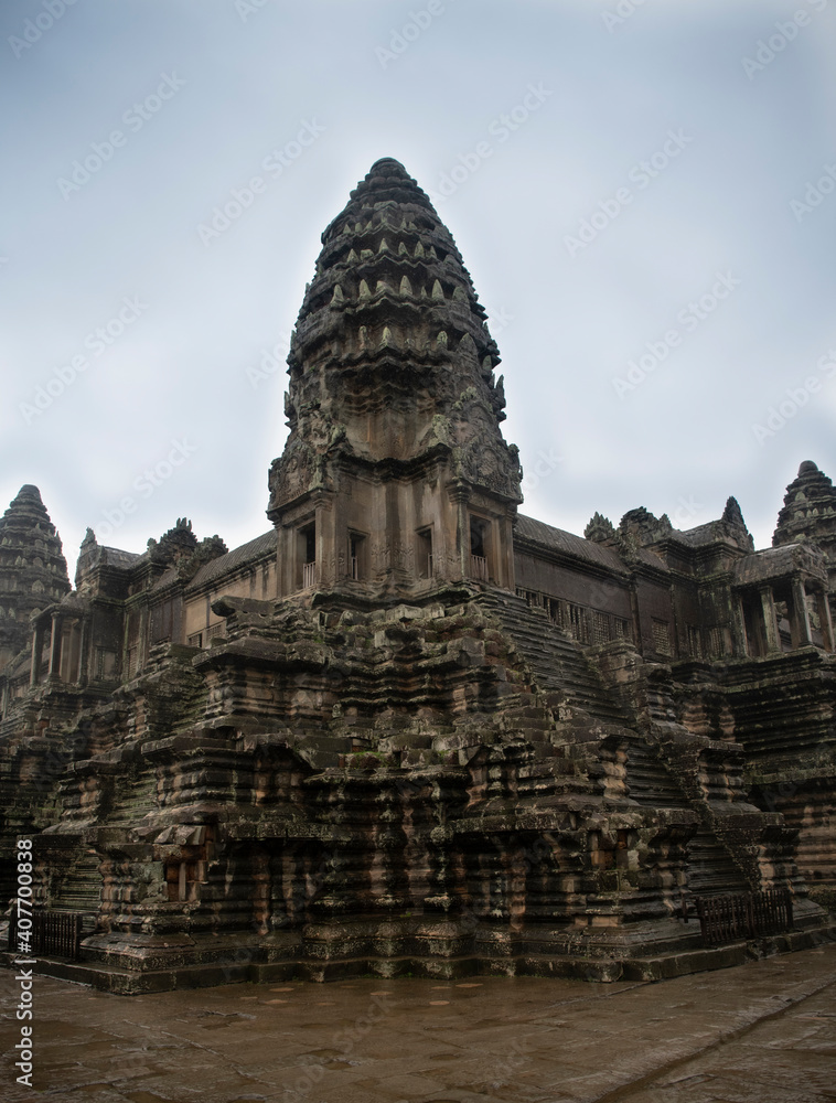 Angkor Wat is the largest temple in the world (Cambodia, 2019). It is raining