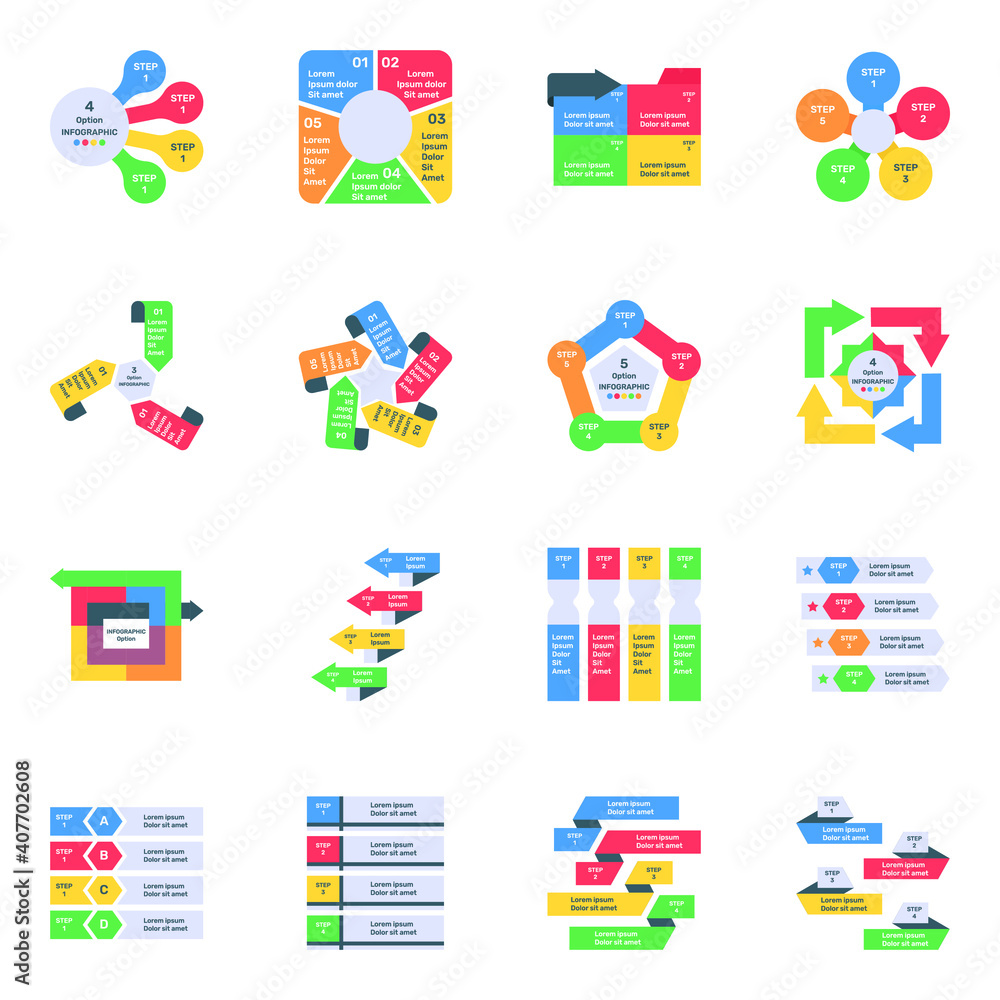 
Set of Data Representation in Modern Flat Style Icons
