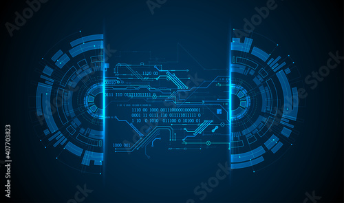 Abstract half-circle technology circuit board. Communication concept.
