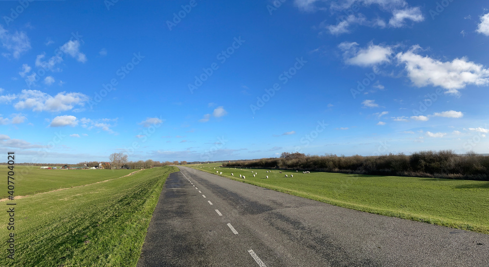 Panoramic from a road on a dyke around Laaksum Panoramic from a road on a dyke around Laaksum