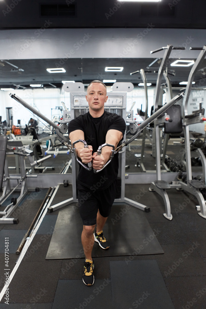 Man in the training gym working hard after quarantine. Man in the training gym working hard after quarantine.