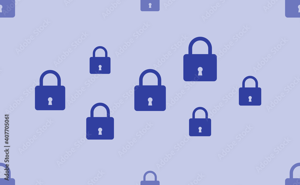 Seamless pattern of large isolated blue padlock symbols. The pattern is divided by a line of elements of lighter tones. Vector illustration on light blue background Seamless pattern of large isolated blue padlock symbols. The pattern is divided by a line of elements of lighter tones. Vector illustration on light blue background