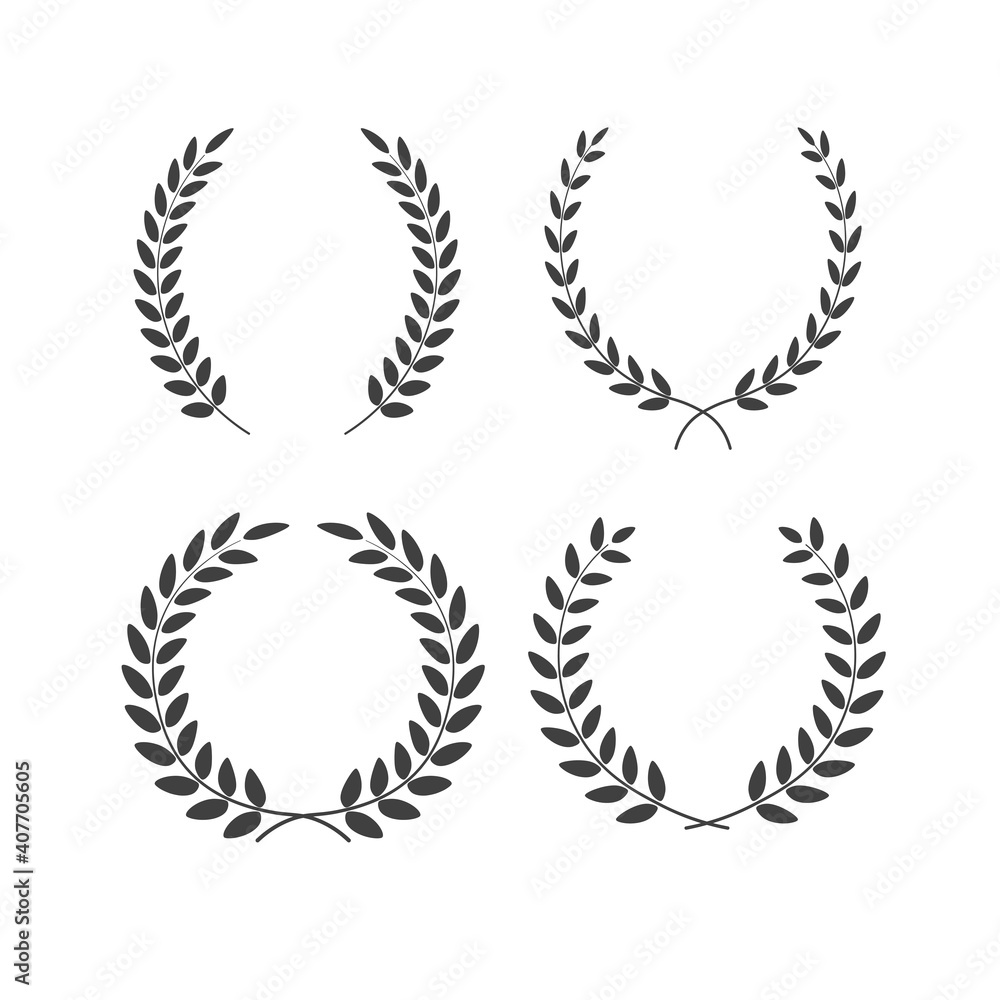 Naklejka premium Set of laurel wreaths vectors of different shapes isolated on white background