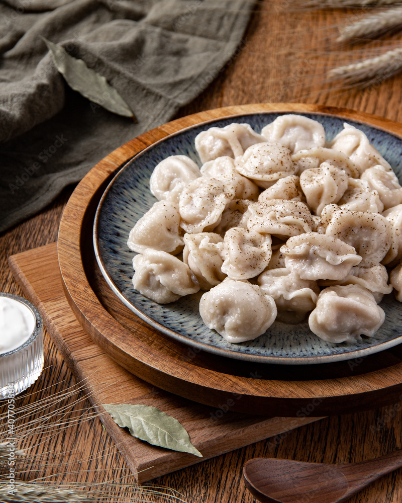 Homemade dumplings with sour cream Homemade dumplings with sour cream