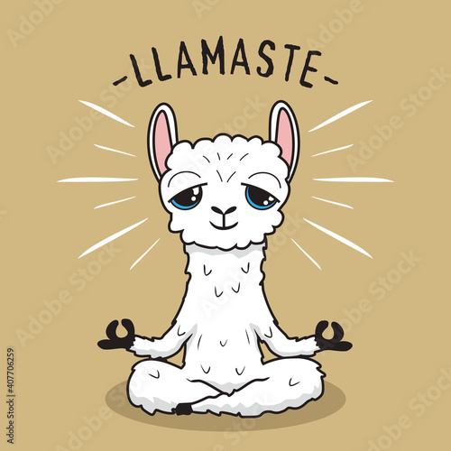 Llama Yoga Cartoon Alpaca Meditation Llamaste