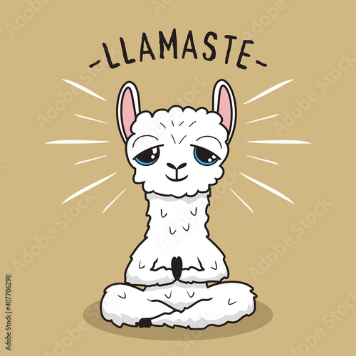 Llama Yoga Cartoon Cute Alpaca Meditation Llamaste