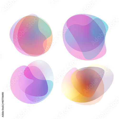 Abstract colorful vibrant gradient blob shapes set. Random blotch. Vector illustration.