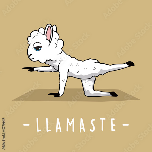 Llama Yoga Cartoon Llamaste Alpaca Utthita Marjaryasana Pose