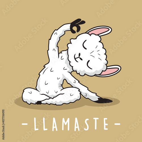  Llama Yoga Cartoon Llamaste Cute Alpaca Stretching