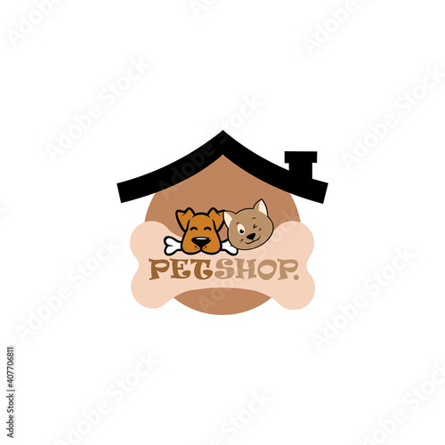 Pet shop logo template. label design elements for pet shop, zoo shop, pets care and goods for animals.