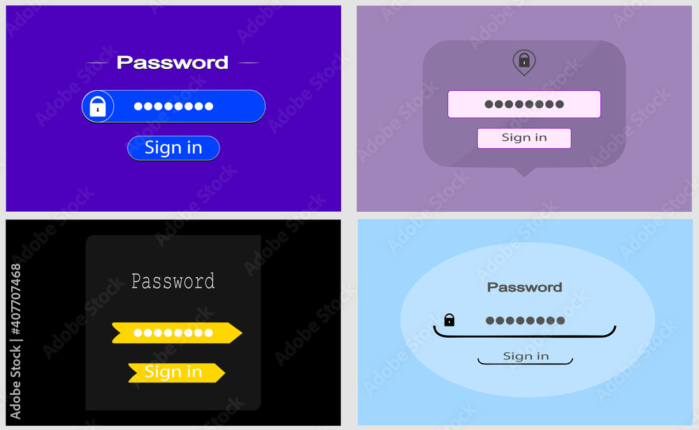 Login form page interface design, page or mobile applications, sign in web element. Vector Login form page interface design, page or mobile applications, sign in web element. Vector