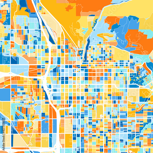 Art map of SaltLakeCity, UnitedStates in Blue Orange photo