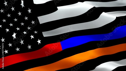 First Responder USA. Thin Blue Line Thin Red Line Embroidered U.S. American Emergency Police, Fire Fighters, Search and Rescue responder. Flags of Valor. Show your support for law enforcement 1080p Fu