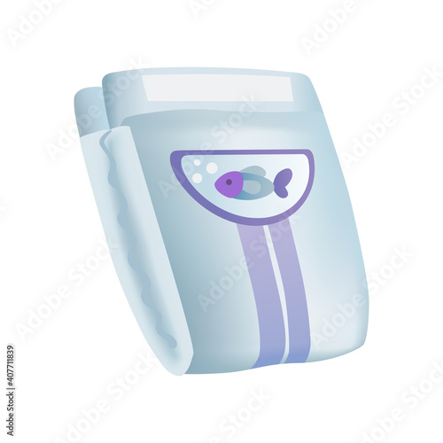Baby absorbent diaper, isolated on white background. Comfortable softly layered incontinence diapers for cleanliness new born childrens. Vector realistic template