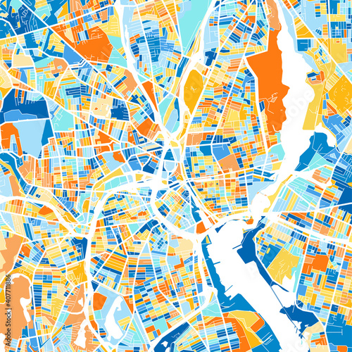 Art map of Providence, UnitedStates in Blue Orange