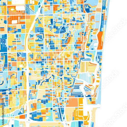 Art map of FortLauderdale  UnitedStates in Blue Orange