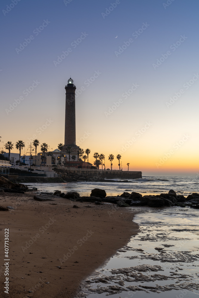 Fototapeta premium vertical view of the Chipiona lighthouse in Andalusia