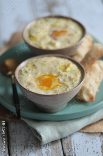 oeuf cocotte aux poireaux