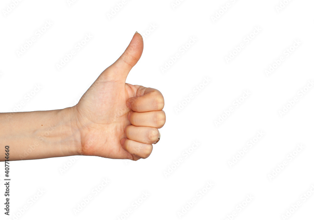 Hand gesture - thumbs up, isolated on a white background. Hand gesture - thumbs up, isolated on a white background.