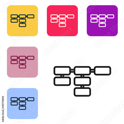 Black line Site map icon isolated on white background. Set icons in color square buttons. Vector.