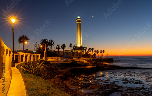 view of the Chipiona lighthouse just after sunset photo