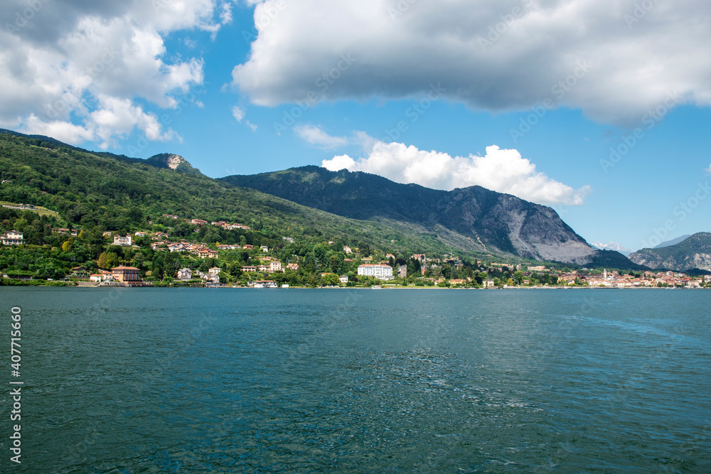 Panorama of Baveno town, Lake Maggiore, Italy. 