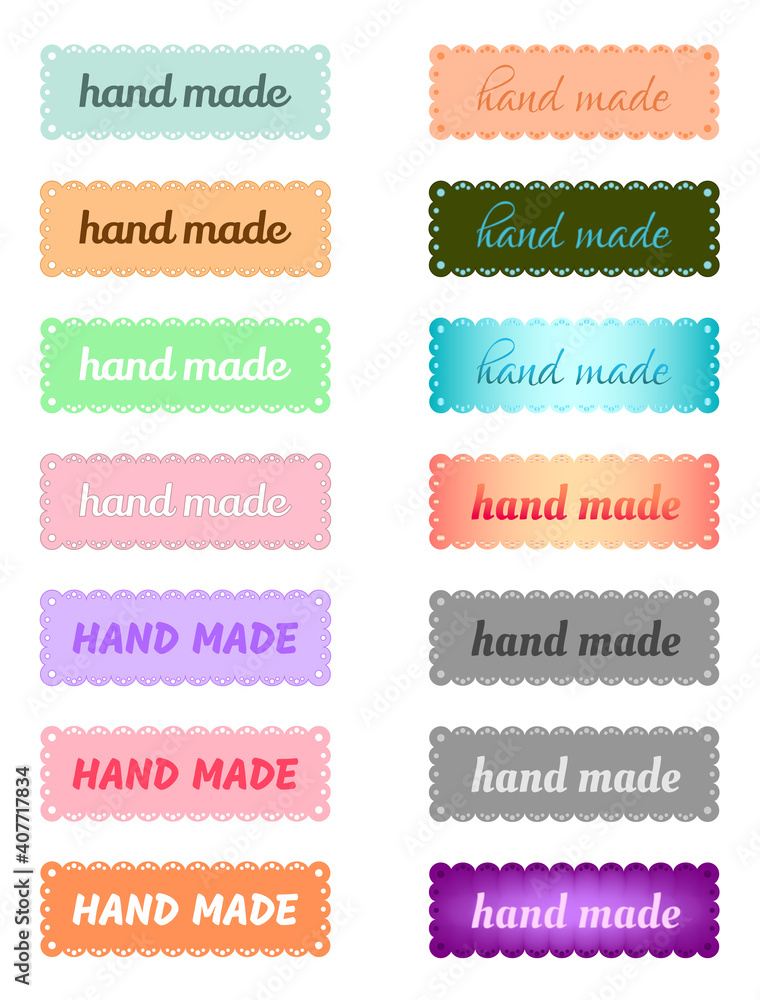 Set of colored labels or logos with the inscription 