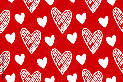 Vector abstract seamless hand drawn hearts pattern