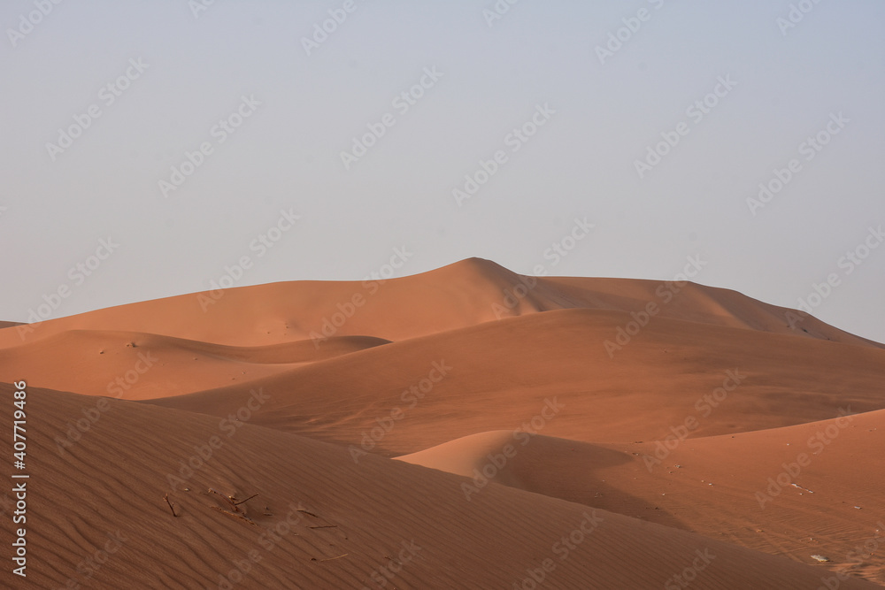 Waves of sand dune in Al Ain desert, UAE