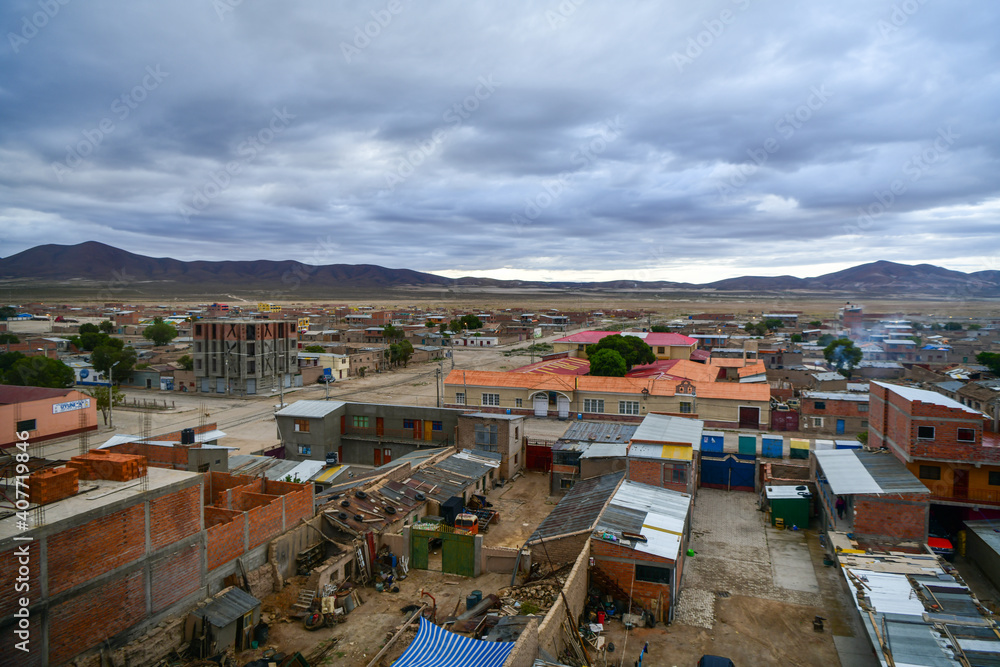 view from the hotel window on Uyuni, Bolivia