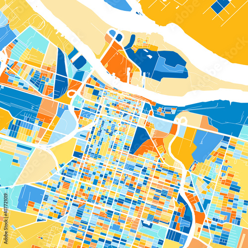 Art map of Savannah, UnitedStates in Blue Orange