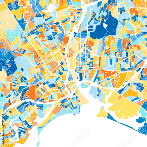 Art map of Bridgeport, UnitedStates in Blue Orange