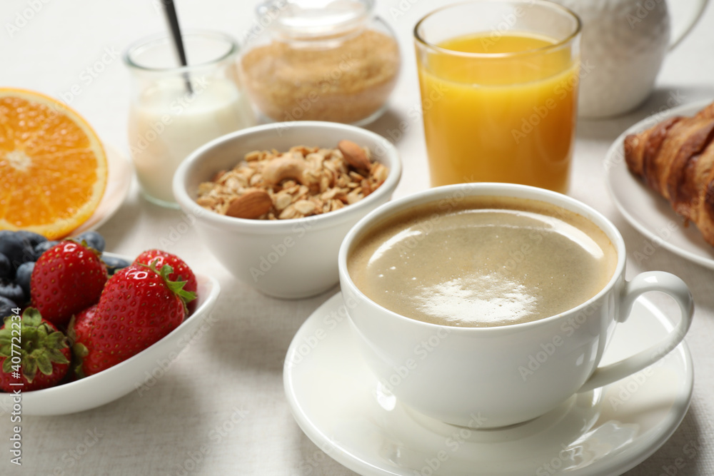 Buffet service. Tasty breakfast served on table Buffet service. Tasty breakfast served on table