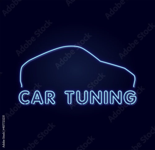 Neon Reklame von einem Auto Tuning Geschäft