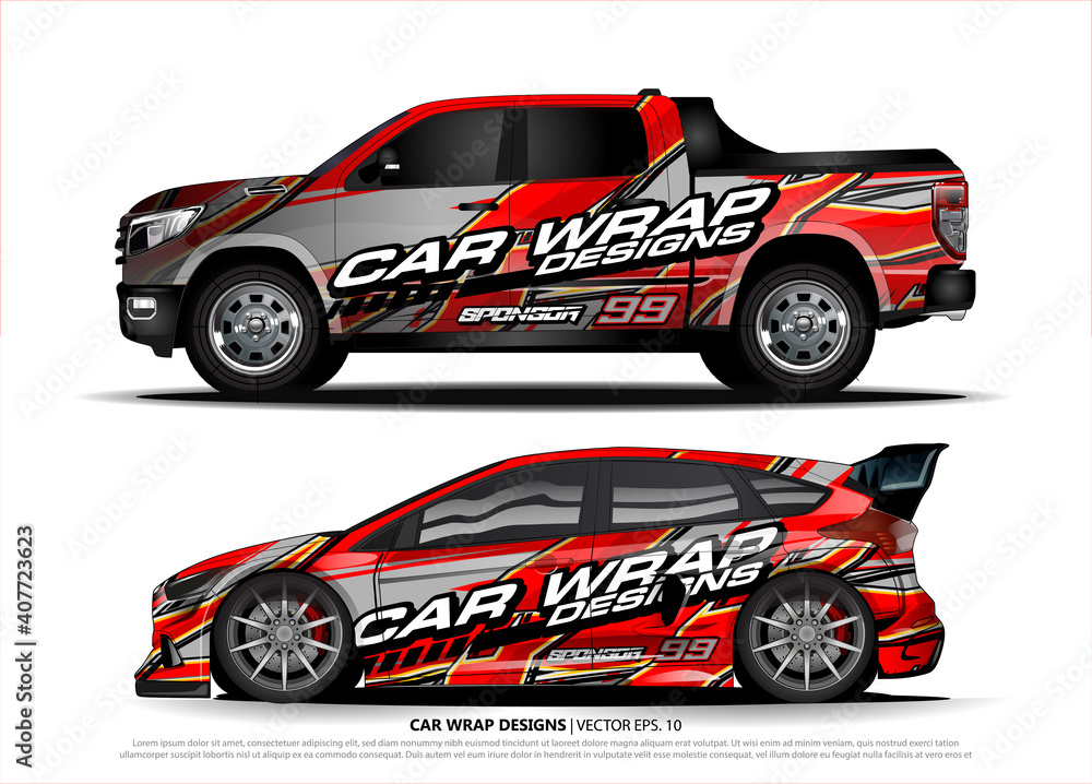 rally car livery design vector. abstract race style background for vehicle vinyl sticker wrap
