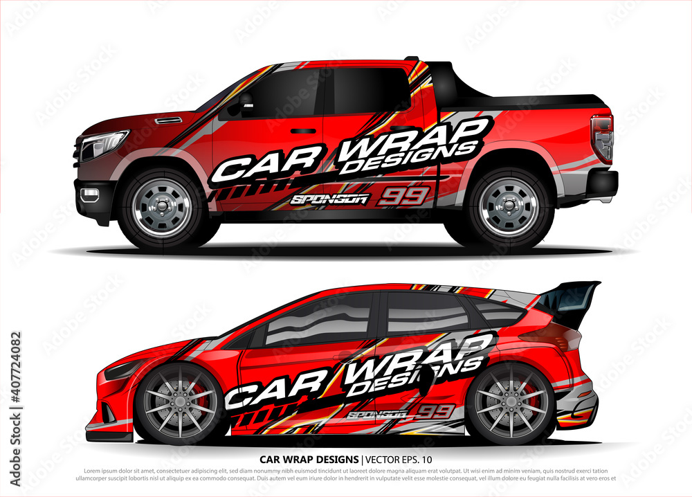 rally car livery design vector. abstract race style background for vehicle vinyl sticker wrap
