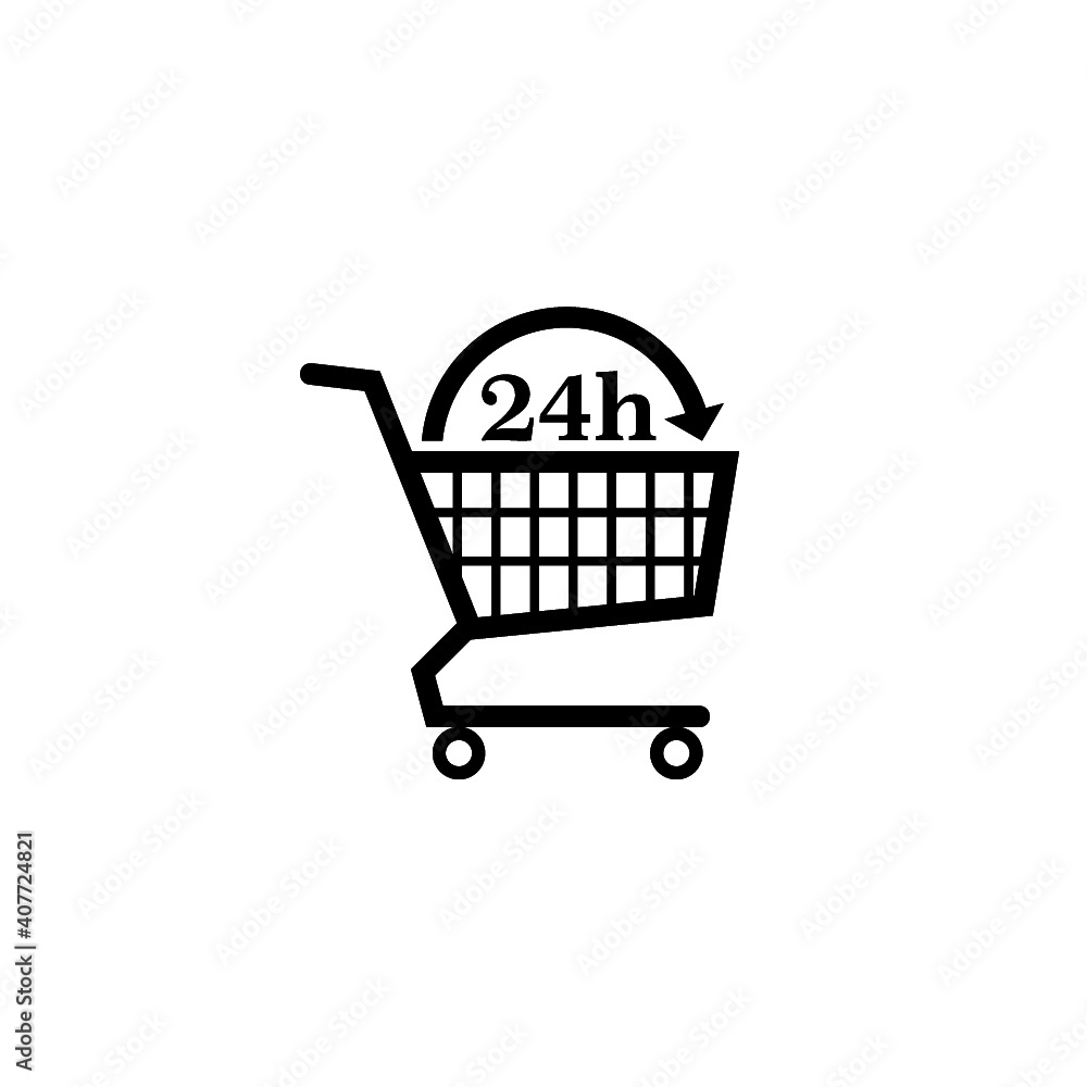 24h Shopping Cart icon isolated on white background 24h Shopping Cart icon isolated on white background