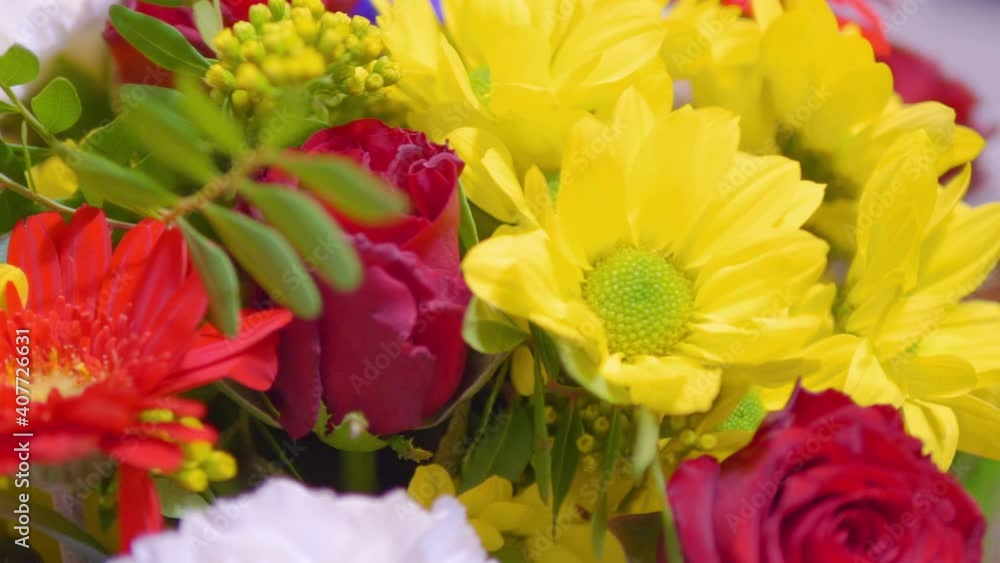 Rotating flowers in the bouquet in 4k Rotating flowers in the bouquet in 4k