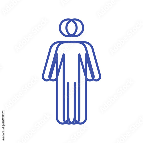 Double vision problem RGB color icon. Health problem. Dizziness and blur in eyesight. Trouble from stress. Optical illusion. Looking at human body. Eye sight issues. Isolated vector illustration
